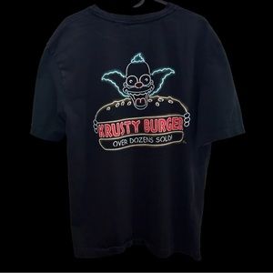 Zara Men’s Black Neon Simpson Krusty The Clown Krusty Burger Shirt Size Large